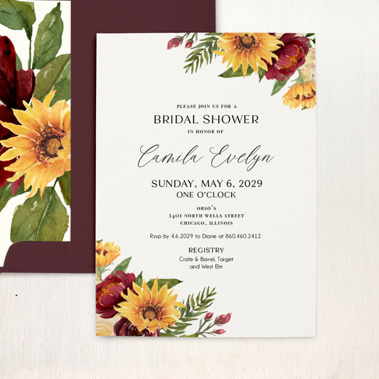 Sunflower Garden Bridal Shower Invitations