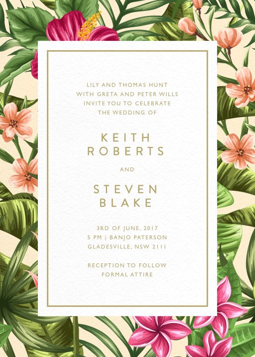 Sweet Tropical Wedding Invitations by Inggrid H.