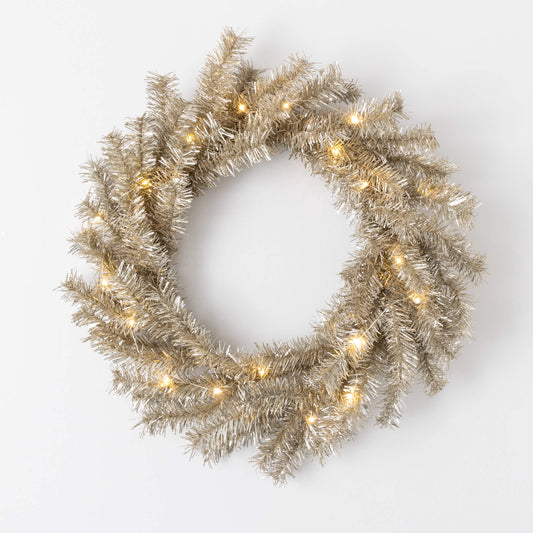 Lit Tinsel Wreath