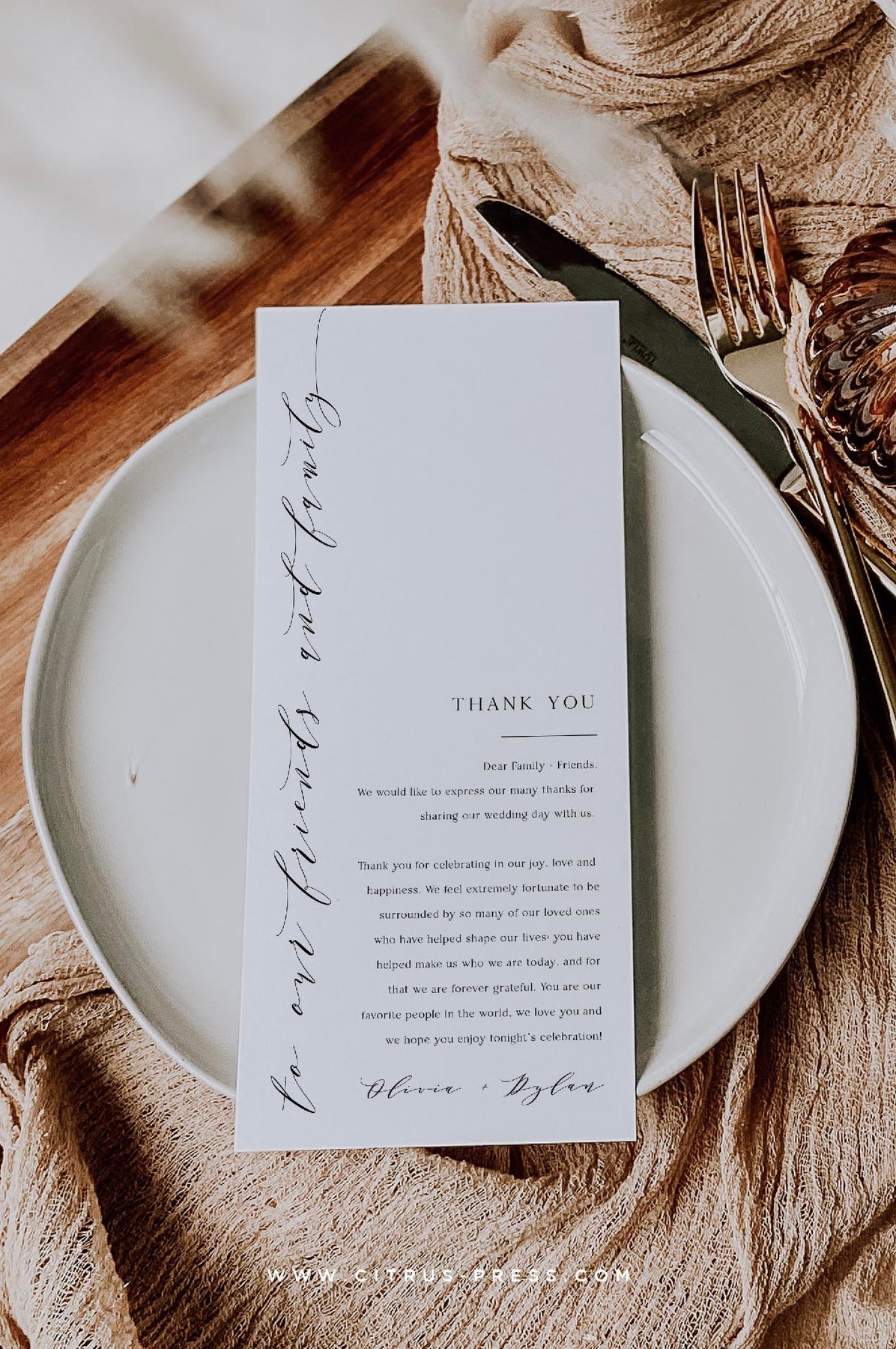Wedding Table Thank You Welcome Card | Printable Template