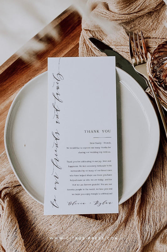 Wedding Table Thank You Welcome Card | Printable Template