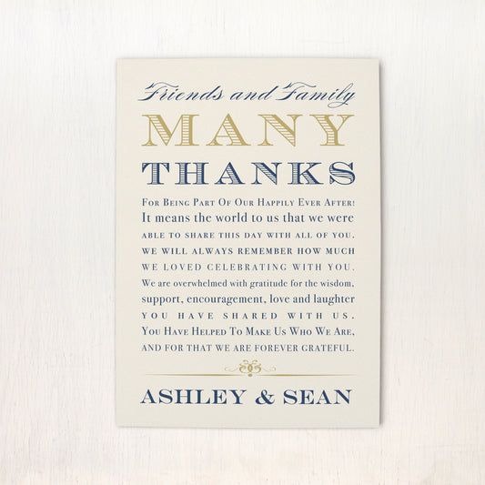 Elegant Navy Script Reception Thank Yous