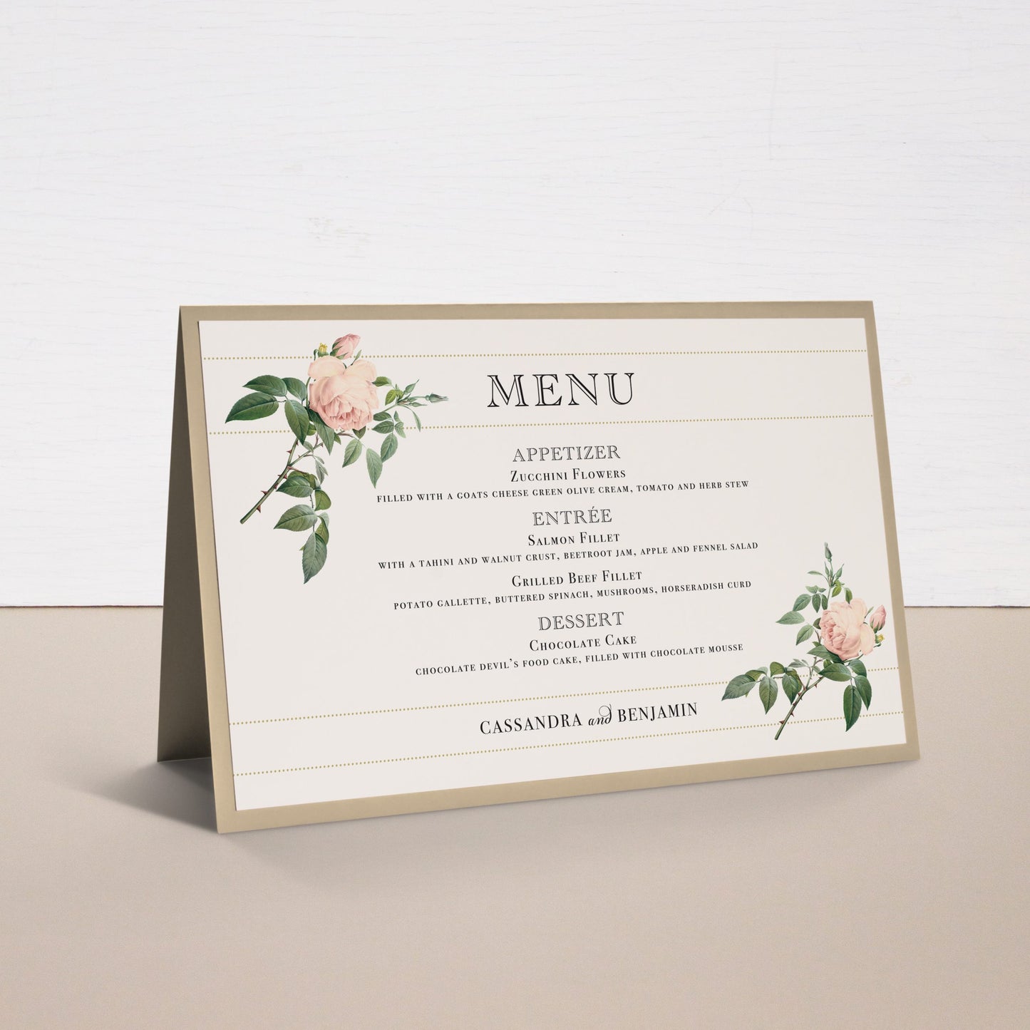 Ivory & Blush Tented Menu Cards