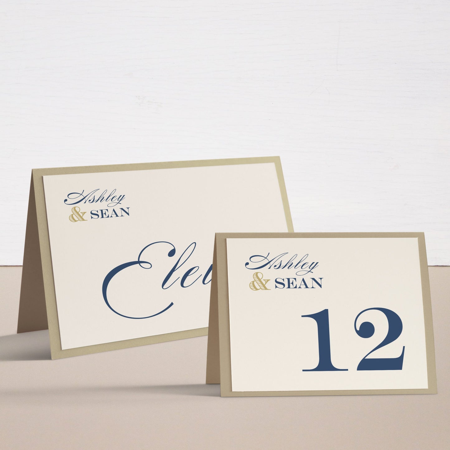 Elegant Navy Script Tented Table Numbers