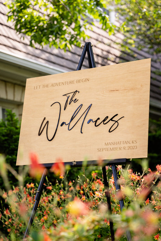 Welcome Wedding Sign, Personalized Wooden Welcome Wedding Sign, Wedding Ceremony Signage, Custom Welcome Sign, Welcome Wedding - Adventure