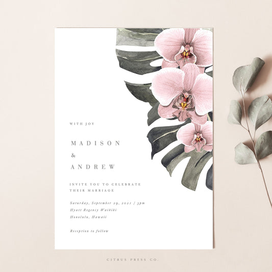 Pink Orchid Wedding Invitation | Madison