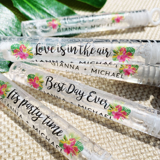 Tropical Floral Wedding Bubble Labels