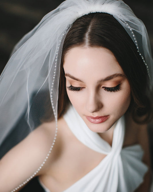 Simple Pearl Edge Wedding Veil