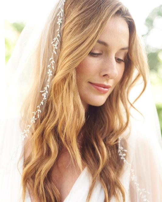Floral Vine & Leaf Edge Veil