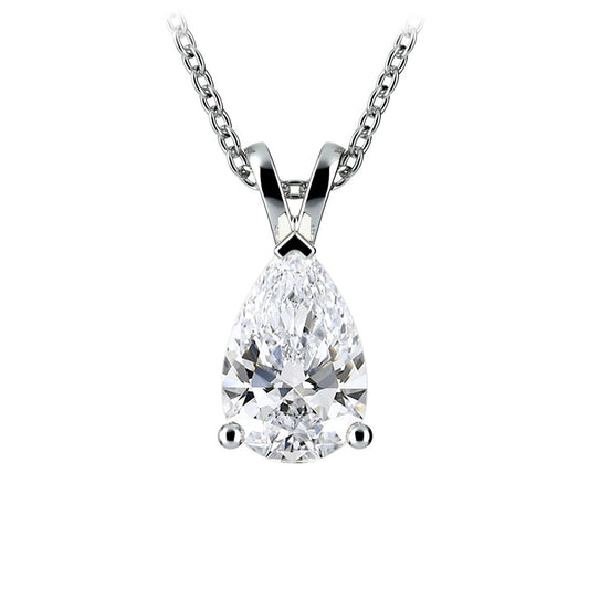 2.00 CTW AGI Certified Pear-Cut Lab-Grown Diamond (F/VS) Pendant in 14K White Gold