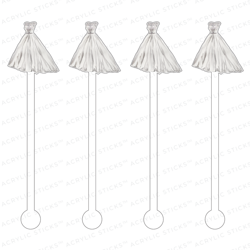 Pearl Bodice Wedding Gown Acrylic Stir Sticks