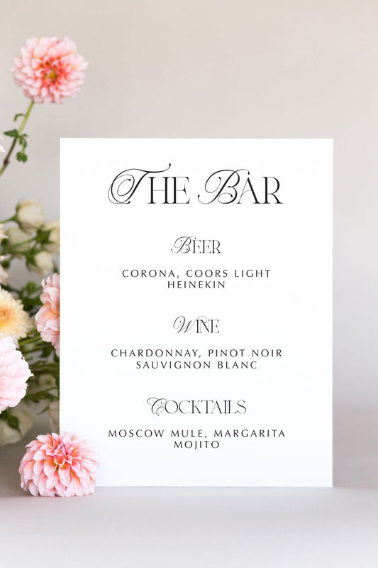 Gatorboard Wedding Drink Menu | The Evelyn