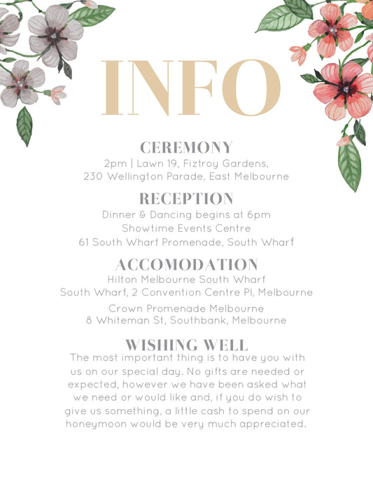 Floral Circle Invitation Set Information Card by Brynie L.