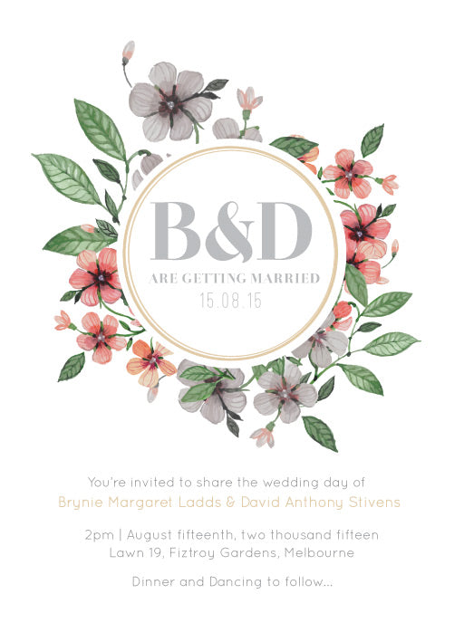 Floral Circle Invitation Set Wedding Invitations by Brynie L.