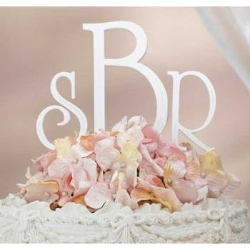 White Monogram Wedding Cake Topper