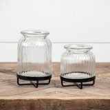 Glass Jar with Metal Stand