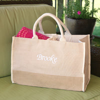 Personalized Large Natural Jute Tote Bag