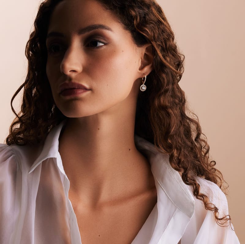 Halo Round Drop Earrings