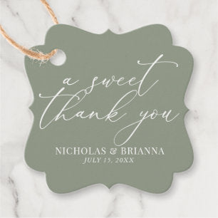 A Sweet Thank You Sage Green Elegant Wedding Favor Tags