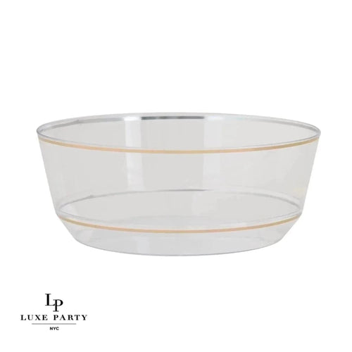 14 Oz. Round Clear and Gold Glitter Plastic Soup Bowls | 10 Pack