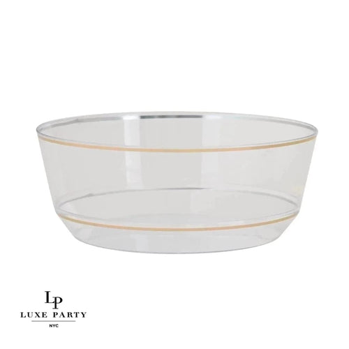 14 Oz. Round Clear and Gold Plastic Bowls | 10 Pack