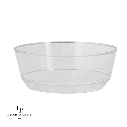 14 Oz. Round Clear and Silver Plastic Bowls | 10 Pack