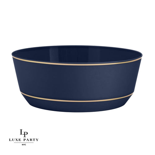 14 Oz. Round Navy Gold Plastic Bowls | 10 Pack