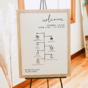 ADELLA Modern Minimalist Wedding Icon Timeline Poster