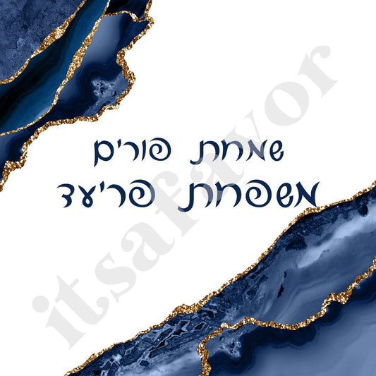 Navy Agate Design Label Or Tag