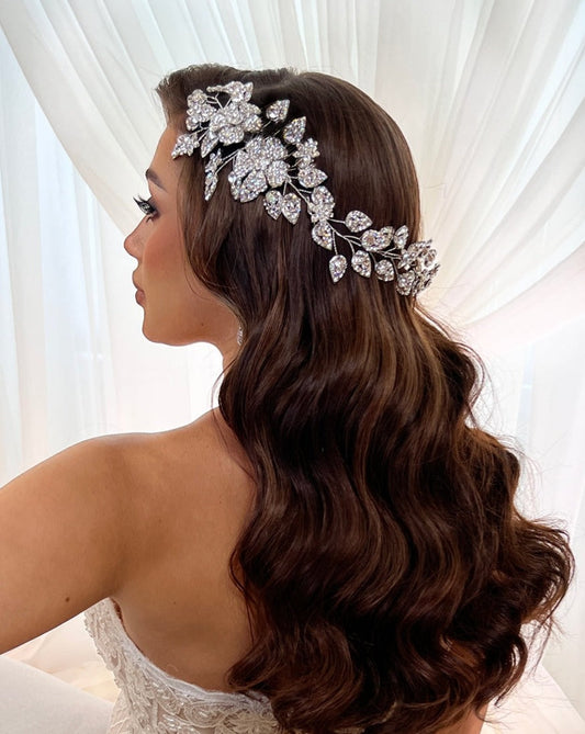 Crystal Flower & Leaflet Bridal Vine Style No. 80014