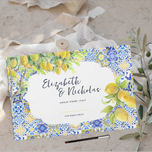 Amalfi Coast Mediterranean Lemon Tiles Guest Book