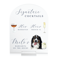 Elegant His and Hers Custom Illustrated Pet Bar Sign