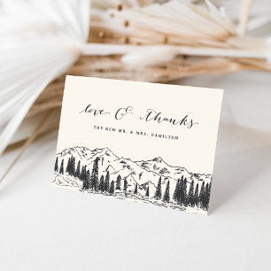 Ash Black Mountain Sketch Wedding Thank You Card