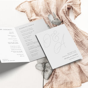 Ash Script Watermark Monogram Wedding Program