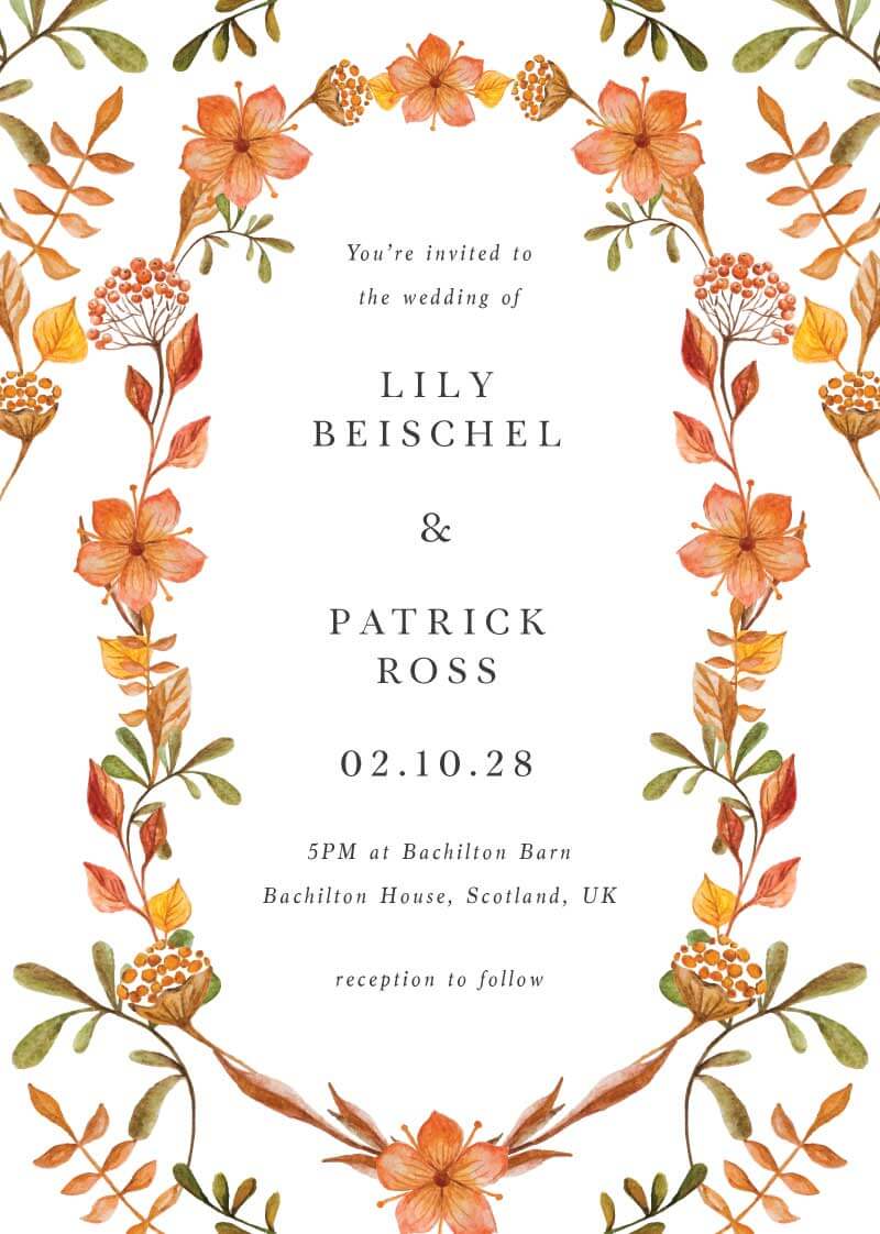 Autumn Wreath Wedding Invitations by Yunita Y.