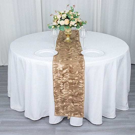 12x108 in 3D Leaves Petal Design Taffeta Table Runner