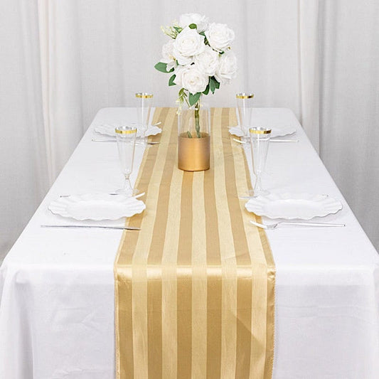 12x108 in Stripes Satin Table Runner Wedding Party Linens