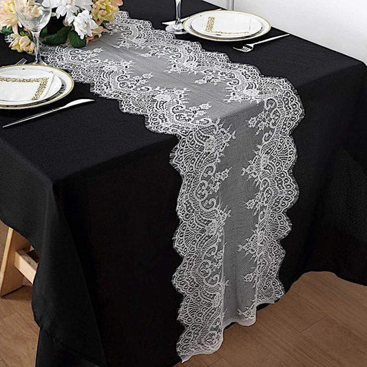 15x117 in Premium Lace Table Runner with Scalloped Edges