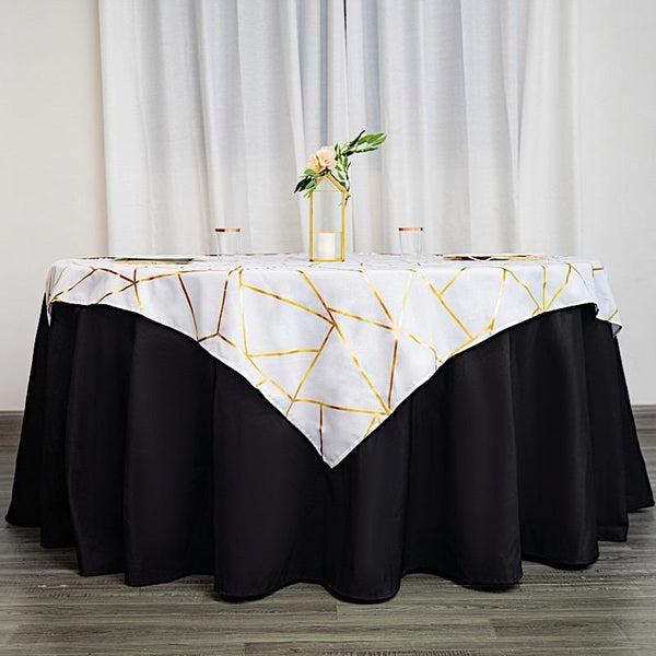 54x54 in Metallic Geometric Design Square Polyester Table Overlay