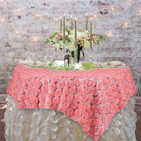 72 inch Ribbon and Sequins on Lace Table Overlay