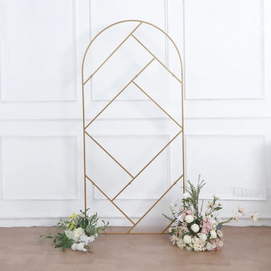Gold 7 feet Metal Round Top Geometric Wedding Backdrop Stand