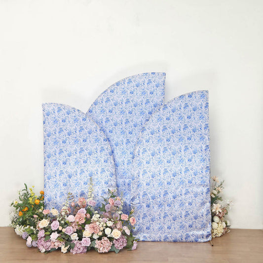 3 Satin Chiara Backdrop Stand Covers with Floral Print