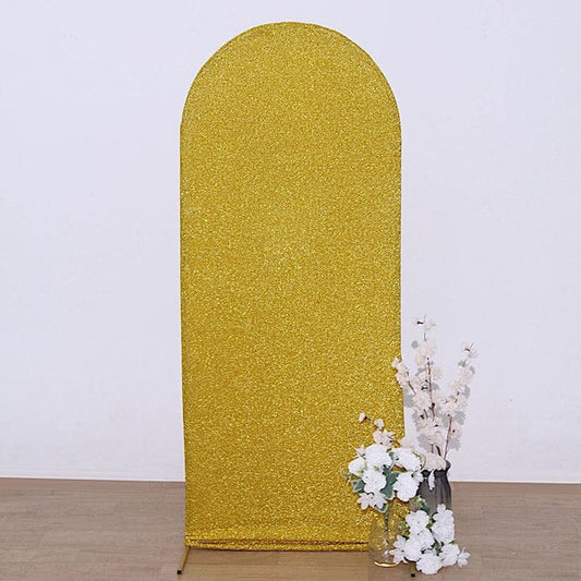 Fitted Metallic Spandex Round Top Wedding Arch Backdrop Stand Cover