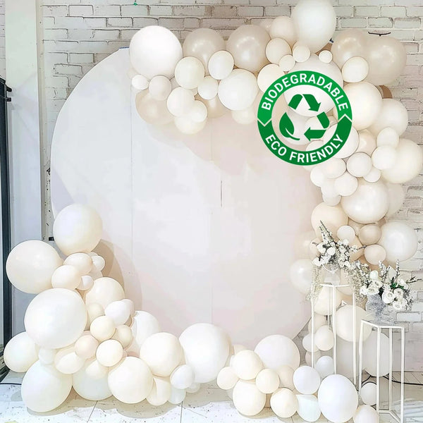 95 White and Beige Biodegradable Balloon Garland