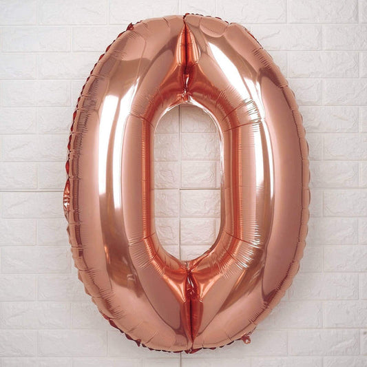 Rose Gold 40" tall Number Mylar Foil Balloons