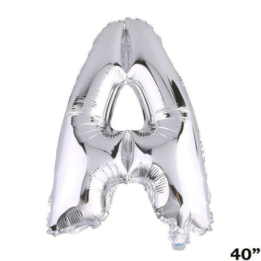Silver 40" tall Letter Aluminum Foil Balloon