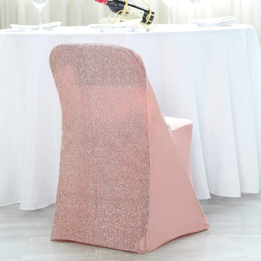 Spandex Stretchable Glittered Metallic Back Folding Chair Cover