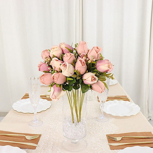 3 Bouquets 13 in Artificial Flowers Silk Rose Bud Floral Bushes