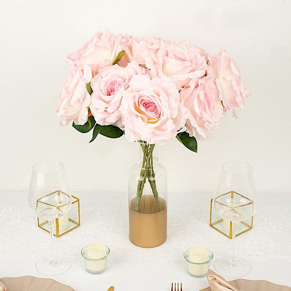 2 Bushes 17 in Large Artificial Flowers Premium Silk Roses Bouquets
