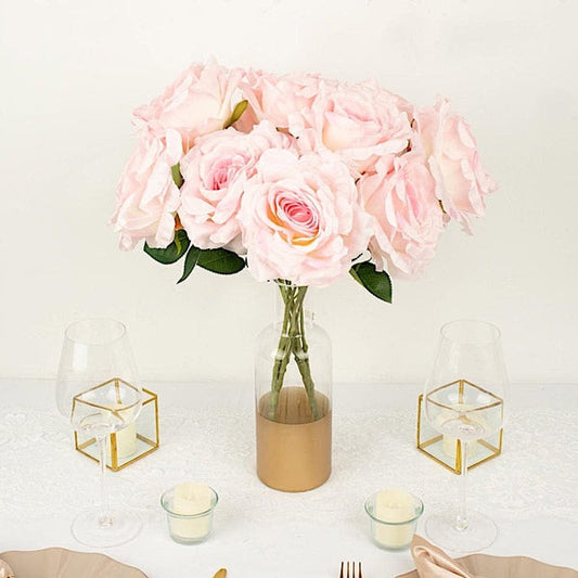 2 Bushes 17 in Large Artificial Flowers Premium Silk Roses Bouquets